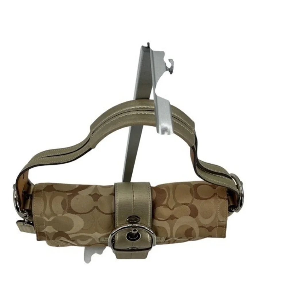 Coach Khaki Gold Signature Baguette Shoulder Bag &‎ Matching Wallet Set - Picture 4 of 13